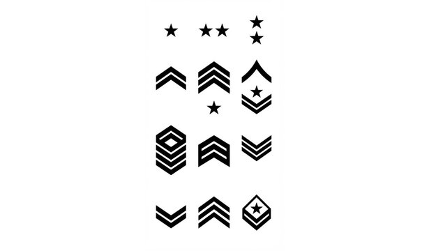 Untitled design - 1Military Rank Insignia Star and Chevron Symbol Collection Vector