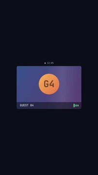 Digital video call interface showing a guest avatar with codec breakup and buffering error animation.