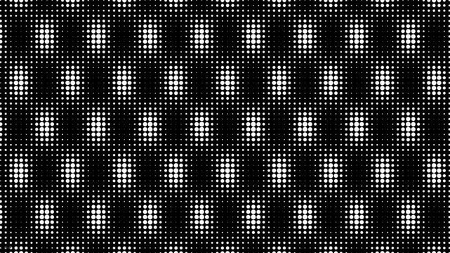 Black And White Halftone Dot Matrix Pattern Abstract Background Animation, Seamless Loop Monochrome Halftone Grid Motion Graphic, Retro Comic Style Pop Art Digital Screen Overlay VJ Loop
