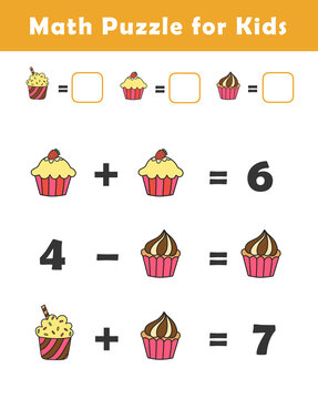 Fun Math Puzzle for Kids. Find the Value of Each Picture. Picture Logic Games for Children. Math Activities.