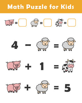 Fun Math Puzzle for Kids. Find the Value of Each Picture. Picture Logic Games for Children. Math Activities.  