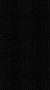 Minimalist grayscale binary code digital data background in a seamless loop.