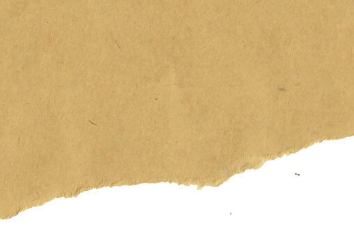 A piece of torn brown craft paper with a rough jagged edge texture