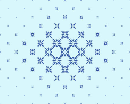 Layered blue snowflake forms radiate over a pale icy field, evoking a crisp winter atmosphere for holiday cards, seasonal wrapping, invitations, and festive branding.
