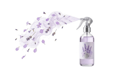 Obraz premium Lavender spray bottle isolated on transparent background