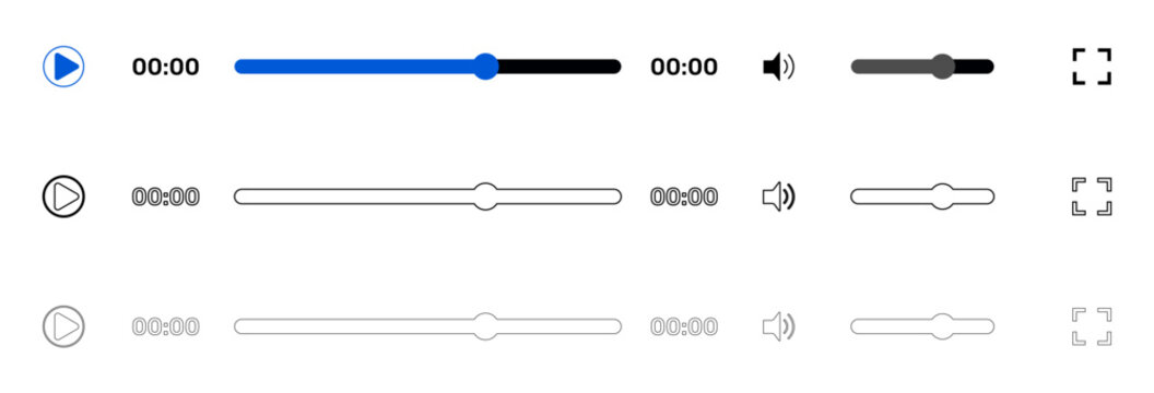 Modern media player interface with timeline and control icons for digital presentation