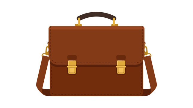 Classic brown leather briefcase vector illustration