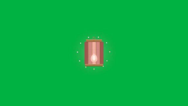 Minimalist Glowing Paper Lantern Animation with Isolated Green Screen, Cultural Festival Promo.