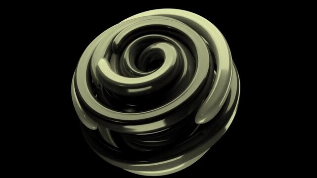 Six golden spiral coils arranged in a grid on a black background 3d rendering