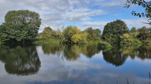 A beautiful Morning View of Iremongers Pond Nature Reserve in Wilford, Nottingham, England