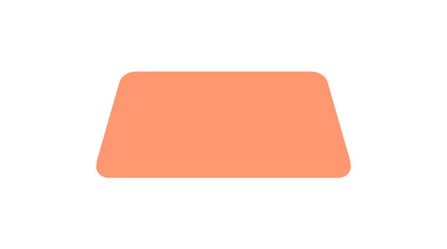 Peach rounded trapezoid vector shape isolated on white