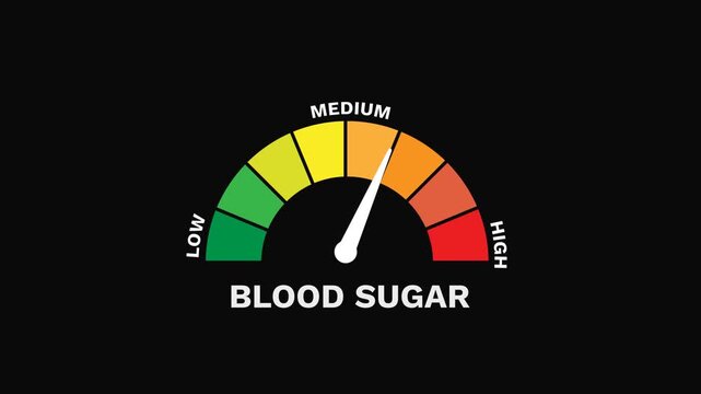Blood Sugar Level Gauge Increasing and Decreasing Indicating Glucose Regulation Animation