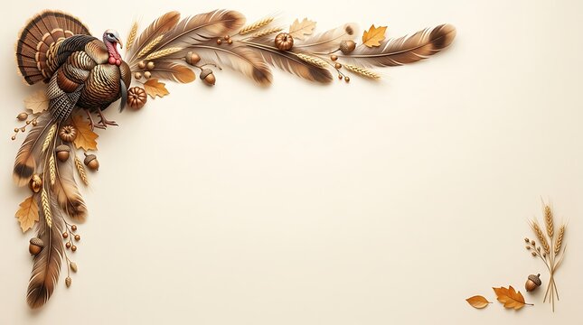 A beautiful thanksgiving border frame featuring autumnal elements and warm rustic tones for festive celebrations