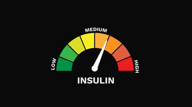 Insulin Level Gauge Increasing and Decreasing Indicating Blood Sugar Regulation Animation