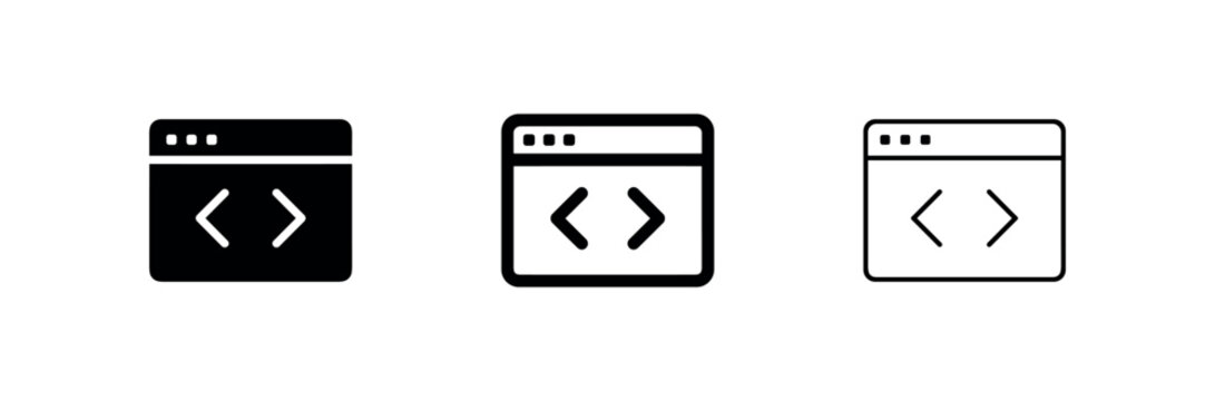 Coding icon with brackets in browser window