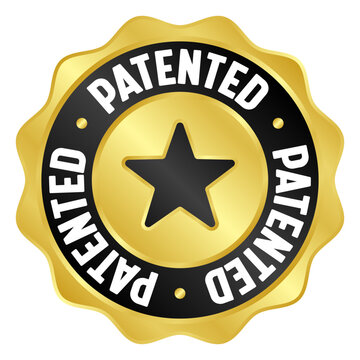 patented golden badge. patented gold seal or medal