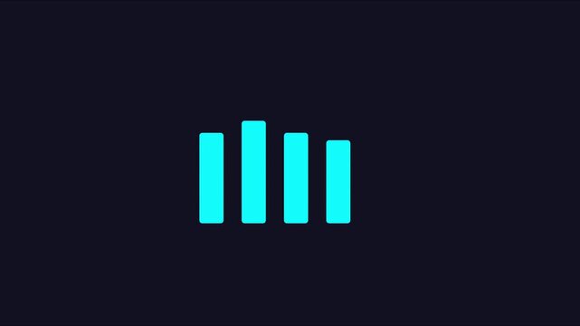 Animated cyan bar graph chart rising and falling for financial data visualization and business analytics animation 4k