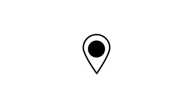 Black location pin map marker icon on white background, G P S navigation symbol, geo location and address concept, travel locator, digital map interface, minimal modern technology design