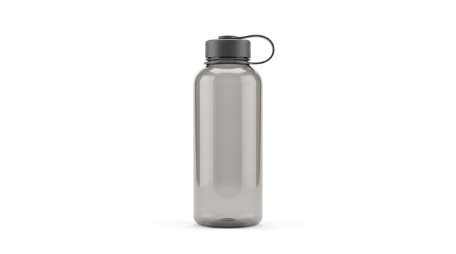 Clear plastic water bottle isolated on a white background for health and fitness concepts