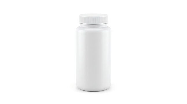 Isolated white cosmetic bottle with pump on a plain white background studio shot