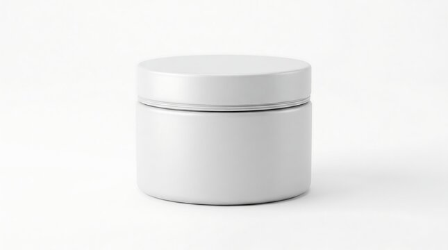 Isolated white cosmetic jar on a clean background for beauty and skincare branding