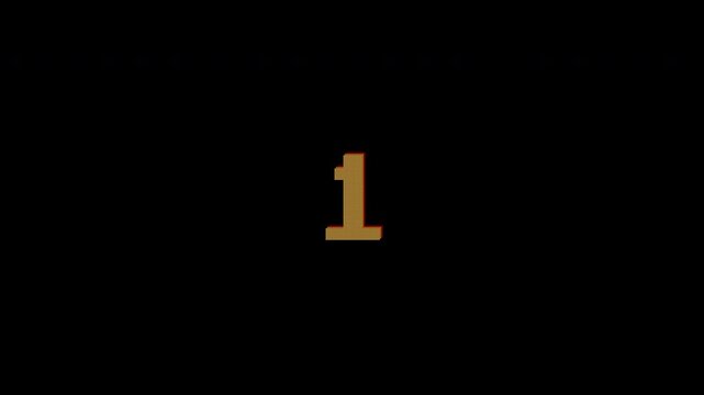 4K countdown animation 8bit pixel art on transparent background.