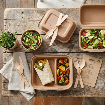 Fresh and Healthy Meal Presentation in Eco-Friendly Packaging