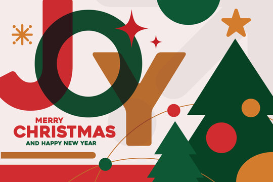 Merry Christmas and Happy New Year Abstract Vector Background