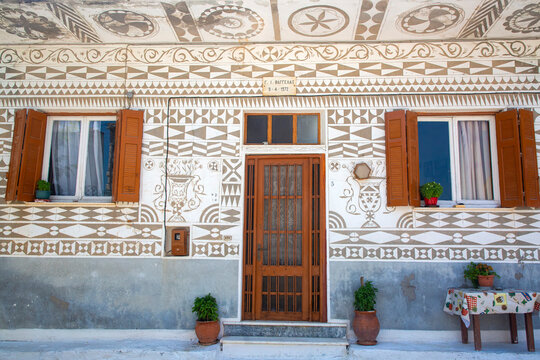 Chios - Greece, June 24, 2024, Pyrgi Village in Chios Island