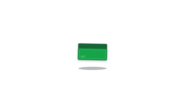 Green payment card icon floating, abstractly representing a pending digital transaction. Modern banking and secure online payment processing graphic