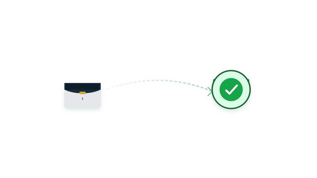 Digital wallet transaction completed successfully with green checkmark approval icon indicating secure money transfer and payment