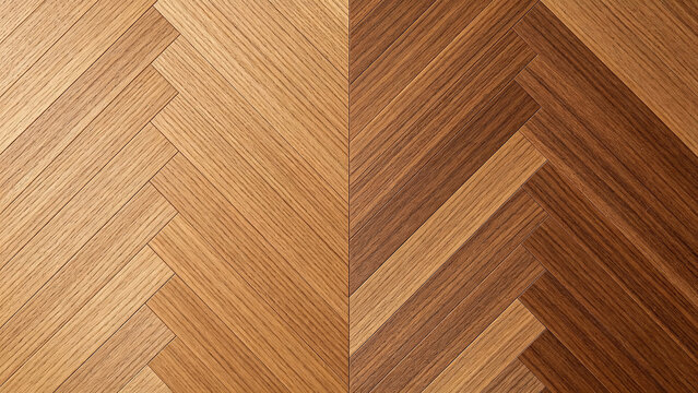 Wood floor with herringbone pattern in light and dark brown tones,Suitable for interior design.