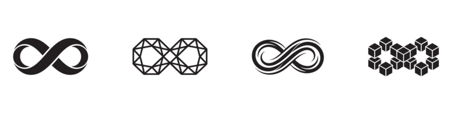 Infinity symbol icon set. Loop logo design. Unlimited endless concept sign. Geometric abstract element. Vector illustration. Vector Graphic. EPS 10
