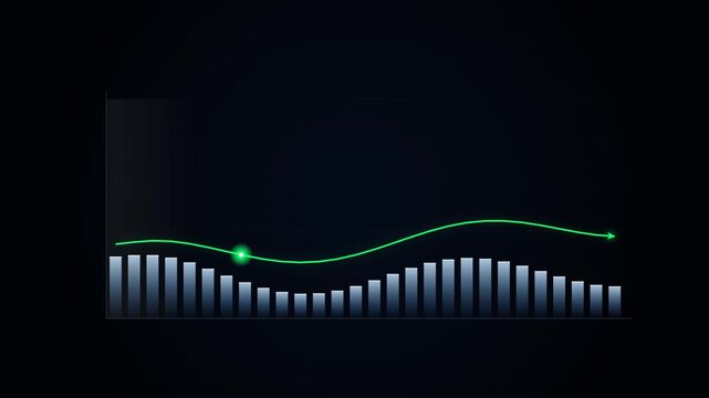 Rising bar chart with upward seamless motion loop 4k