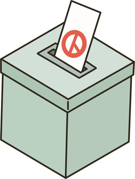 Election ballot box with vote paper vector illustration, Korean voting icon