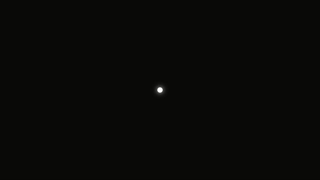 Minimalist glowing animation 4k white point on solid black background, for motion and, overlay effects