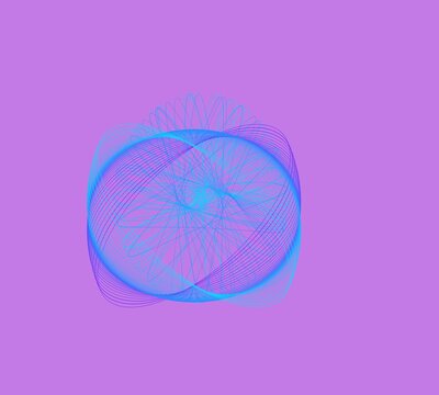 Blue and purple spirograph geometric pattern on lavender background
