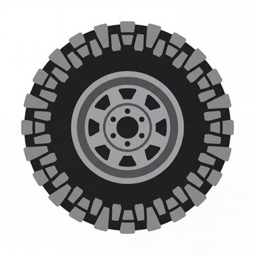 Large monster truck tire vector with rugged tread design