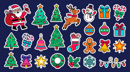 Fototapeta premium Christmas Stickers Elements Set