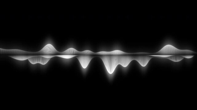 Glowing white sound wave equalizer on black background