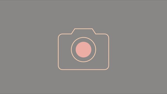 Minimalist camera animation flashing on and off with color change 4k digital symbol