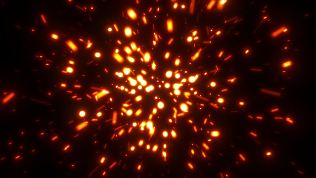 中心から勢いよく飛び散る火の粉のエフェクトの背景画像