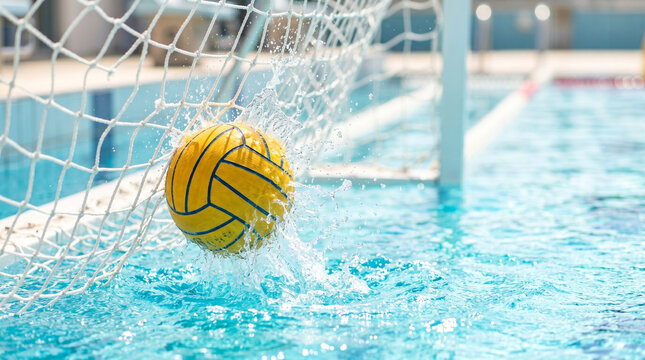 Water polo ball splashing net in a swimming pool  