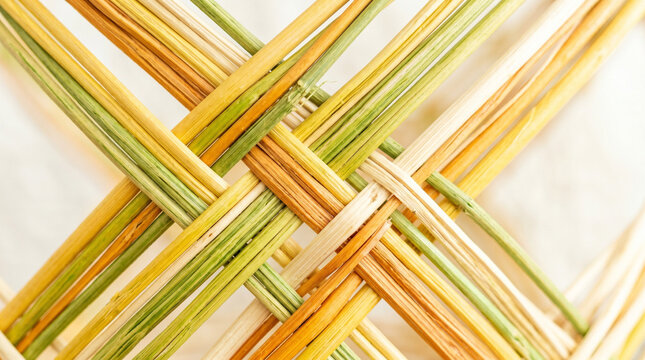 Wicker weave diagonal pattern crossed reeds  