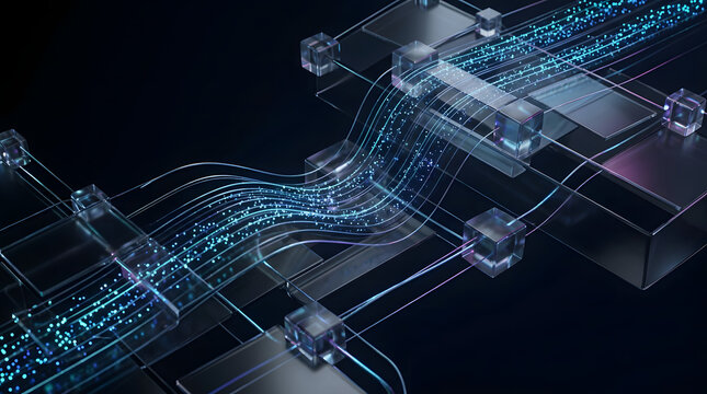 Abstract Digital Network Connections Visualizing Advanced Data Flow and Cyber Infrastructure Systems