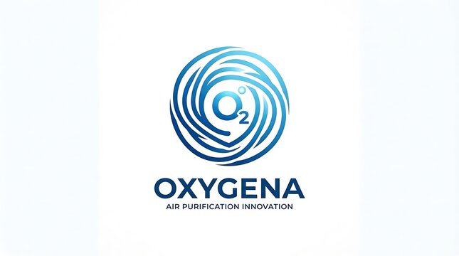 Modern oxygen logo design for air purification innovation