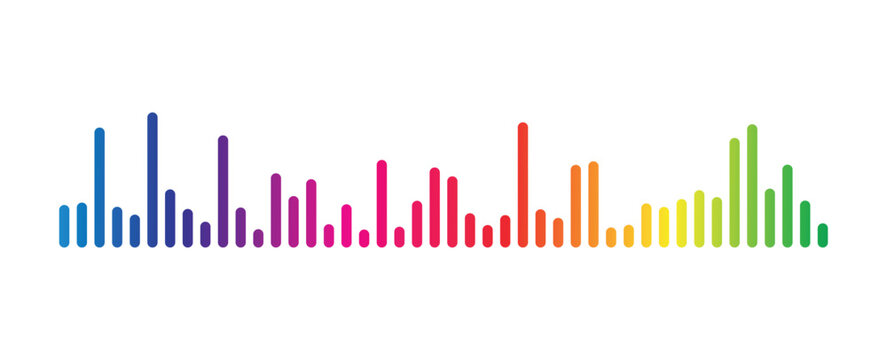 audio frequency spectrum, digital music waveform, voice soundwave equalizer, podcast audio track, radio sound signal, acoustic volume pulse, studio recording meter, sound level indicator