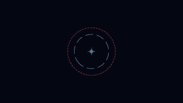 Digital hud target crosshair animation with rotating circular interface 4k