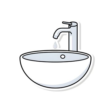 Flat vector illustration of a bathroom sink basin with water faucet