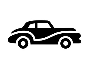 Obraz premium Sleek vintage sports car black silhouette icon on white background